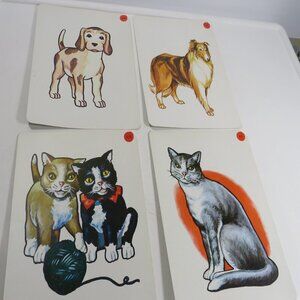 Peabody Vintage 1960s Artwork ANIMALS Pets Dogs & Cats (4) cards